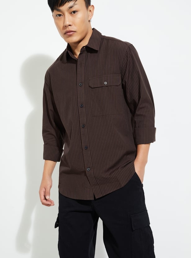 URB_N Men Regular Fit Striped Casual Shirt