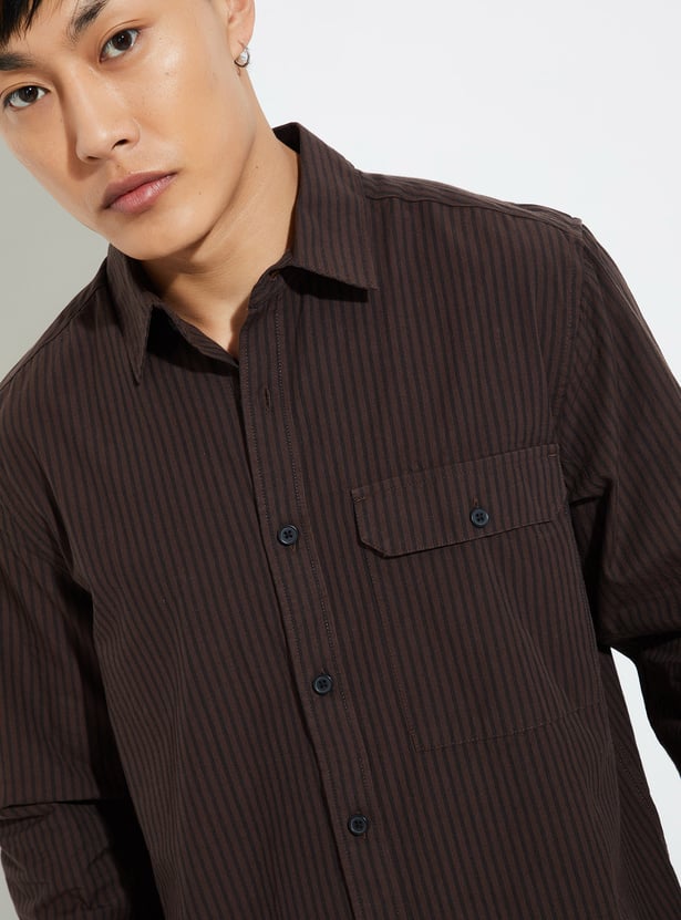 URB_N Men Regular Fit Striped Casual Shirt