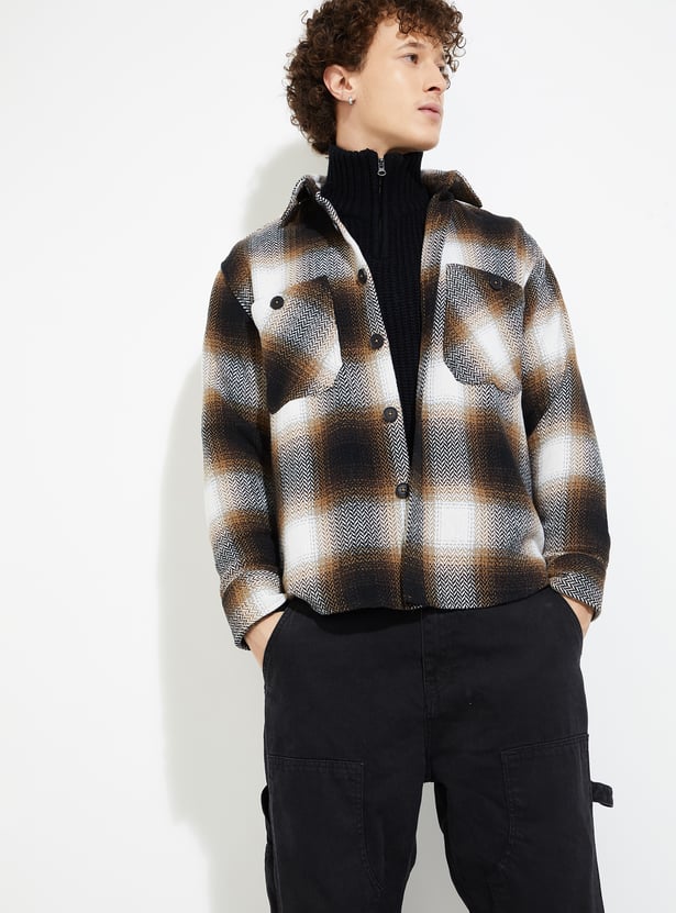 URB_N Men Herringbone Oversized Overshirt