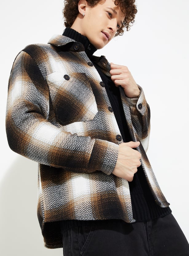 URB_N Men Herringbone Oversized Overshirt