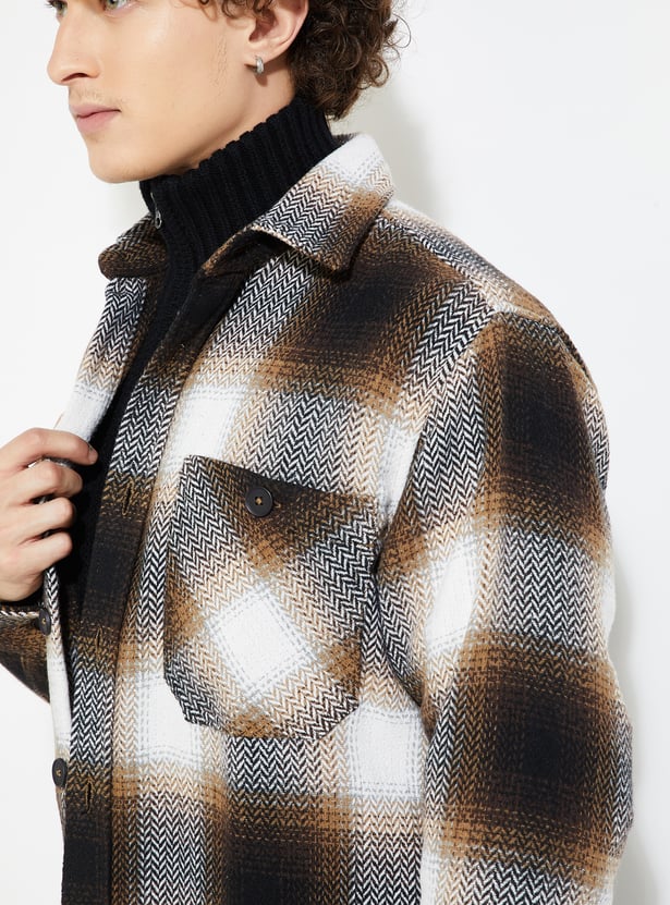 URB_N Men Herringbone Oversized Overshirt