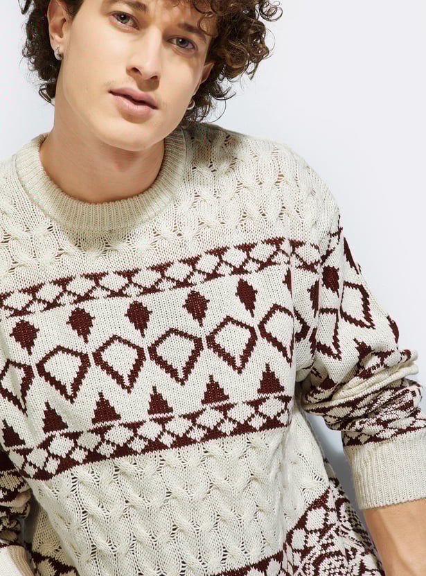 URB_N Men Patterned Knit Sweater