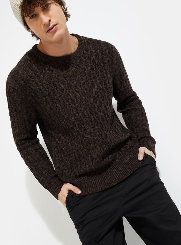 Crew Neck Thick Cable Knit Sweater Mens Buy URB_N Men