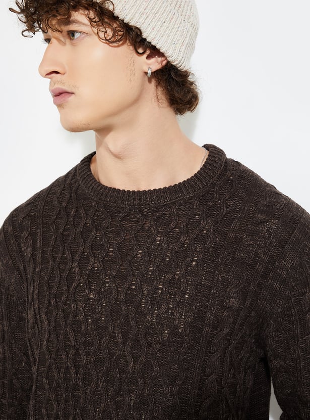 URB_N Men Chunky Cable Knit Sweater