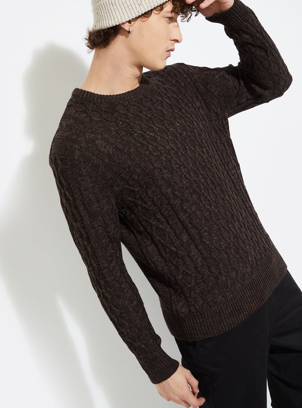 URB_N Men Chunky Cable Knit Sweater