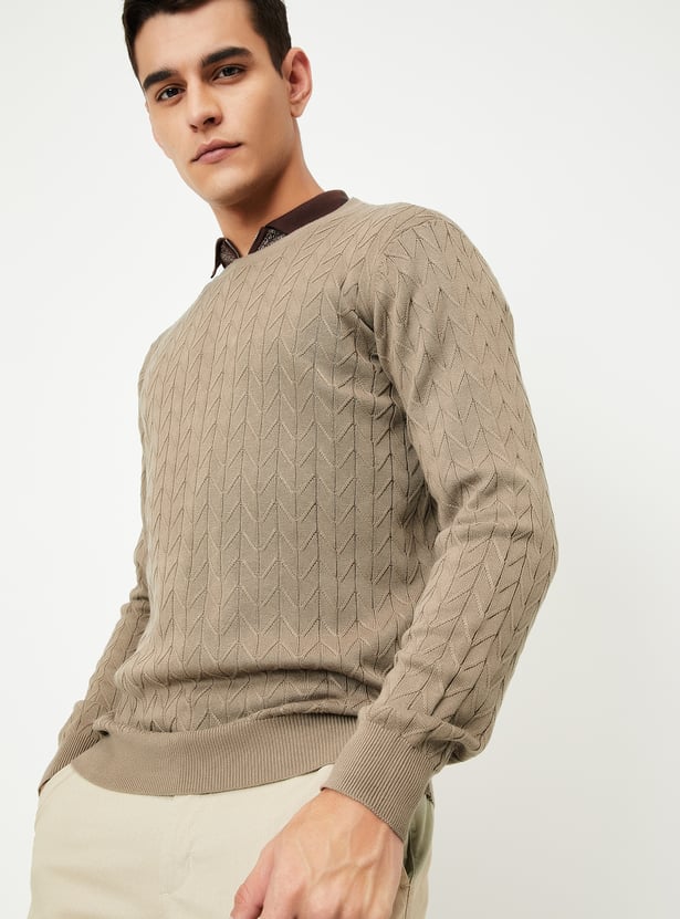Men Chevron Knit Sweater