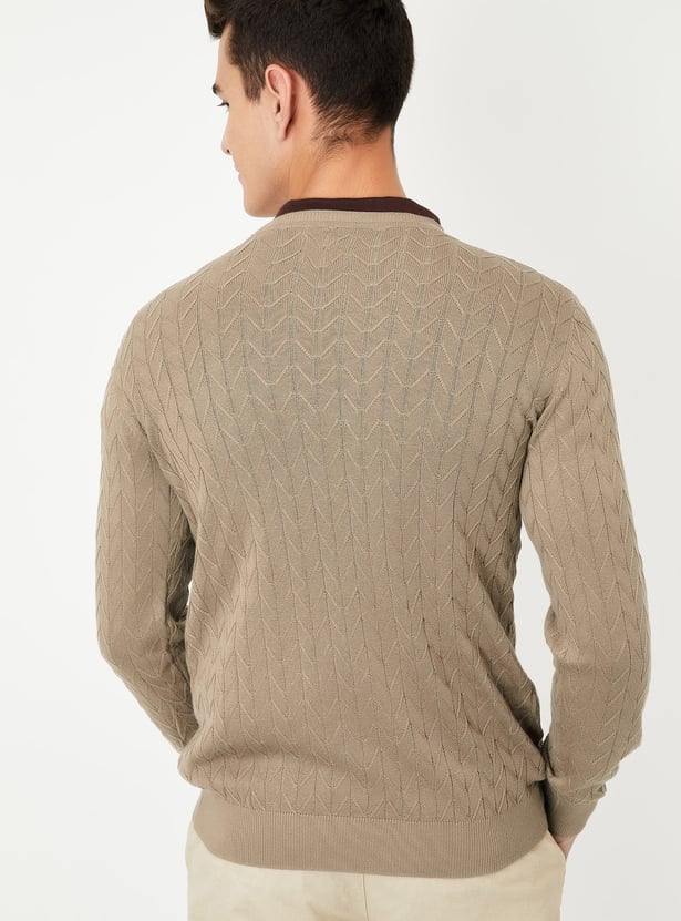 Men Chevron Knit Sweater