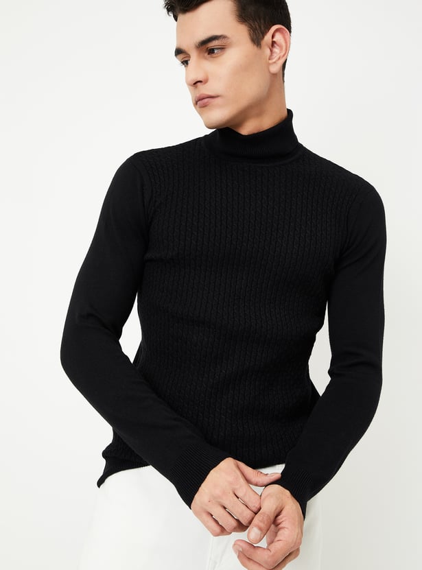 Buy Men Knitted Turtle Neck Sweater Online at just - Main Image