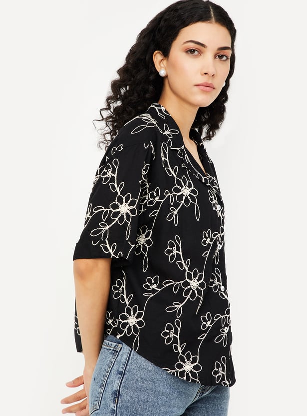 Women Oversized Embroidered Top