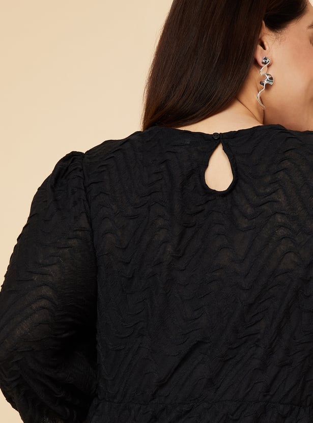 Women Textured Knit A-line Dress