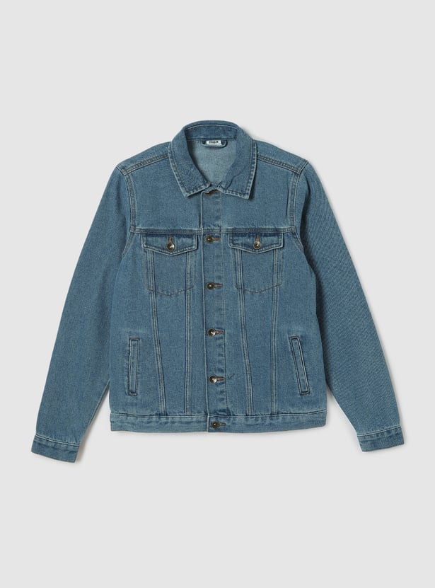 Boys Solid Denim Jacket