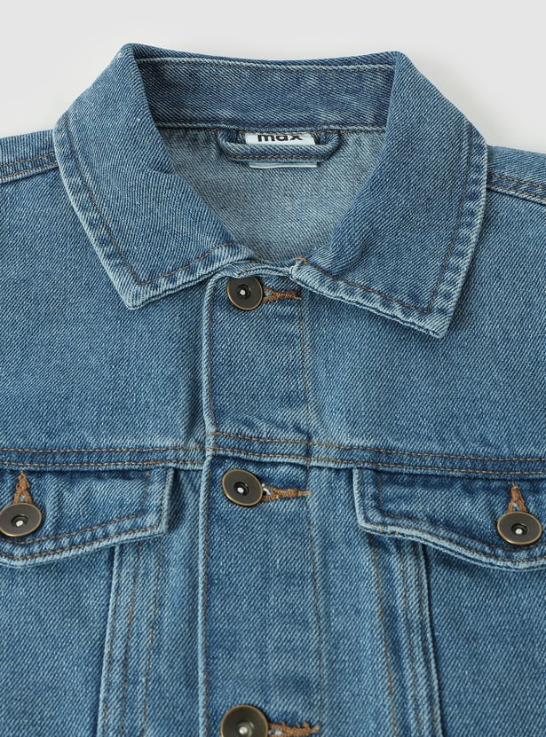 Boys Solid Denim Jacket