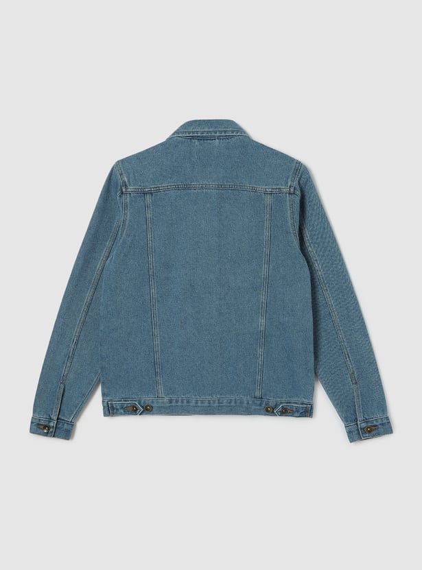 Boys Solid Denim Jacket