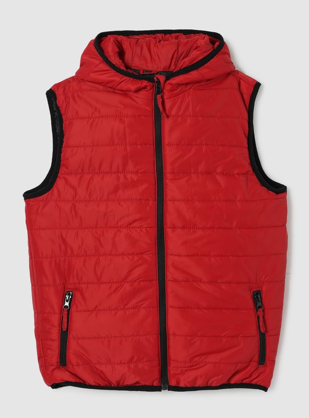 Boys Solid Hooded Gilet