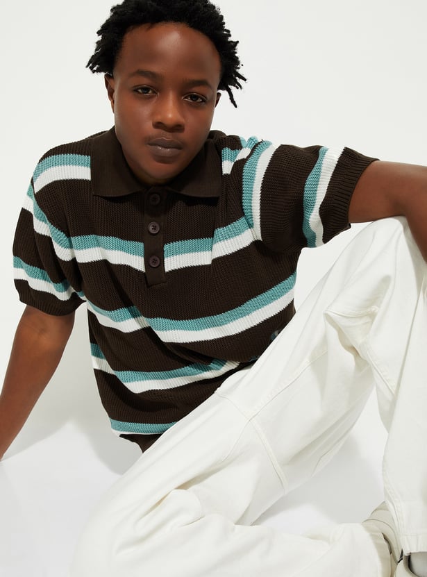 URB_N Striped Oversized Polo T-shirt