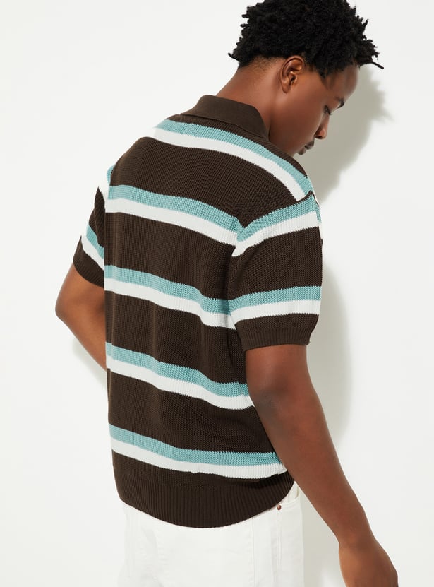 URB_N Striped Oversized Polo T-shirt