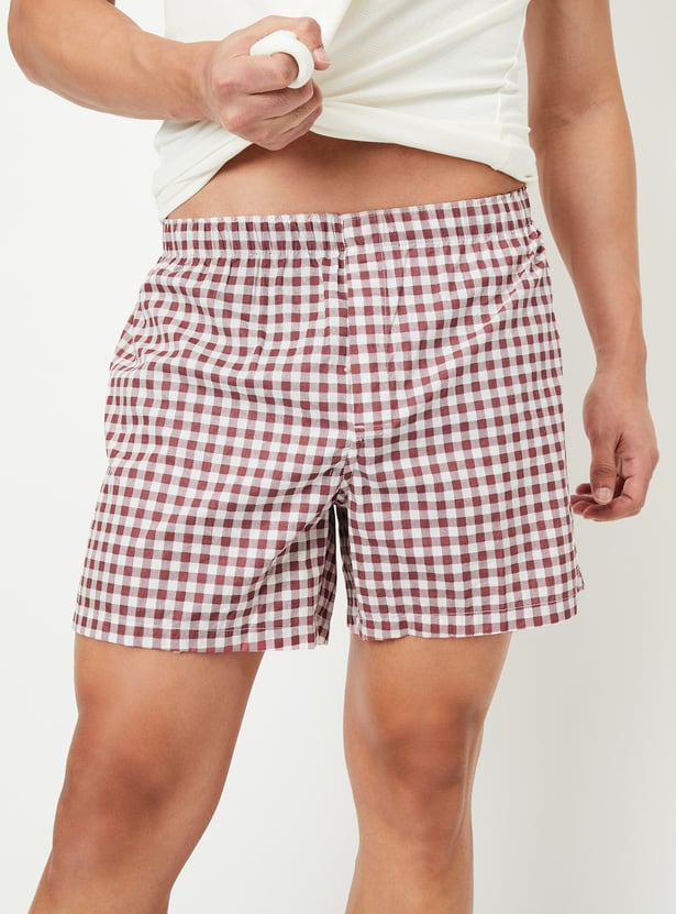 Men Gingham Checked Boxers