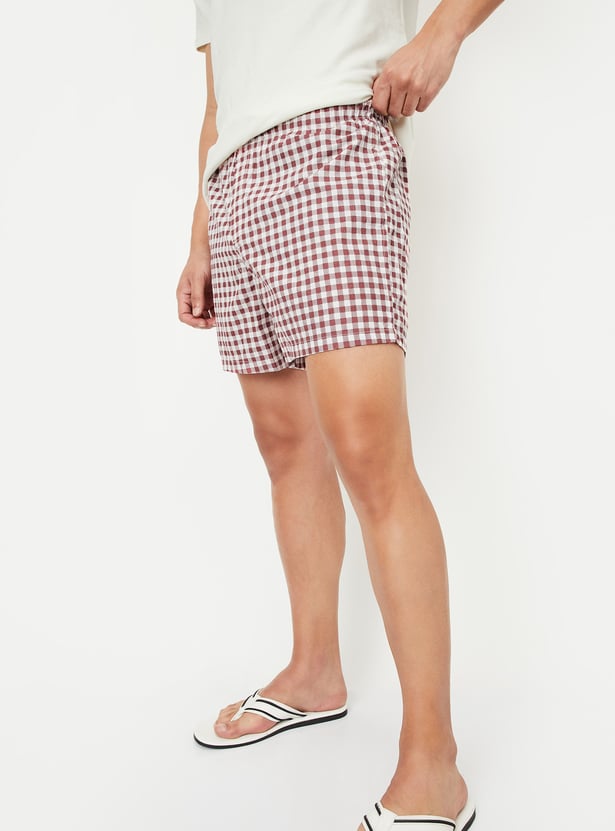 Men Gingham Checked Boxers