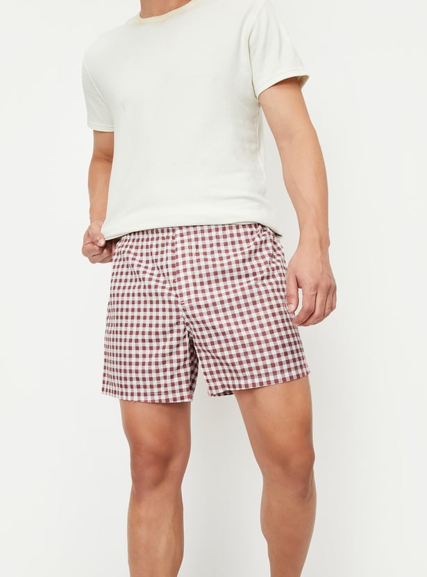 Men Gingham Checked Boxers