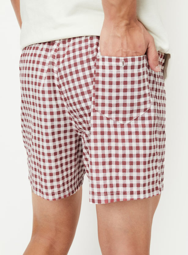 Men Gingham Checked Boxers