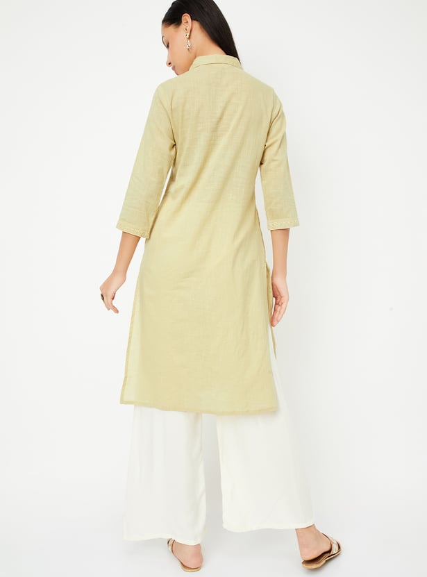 Women Embroidered Yoke Straight Kurta