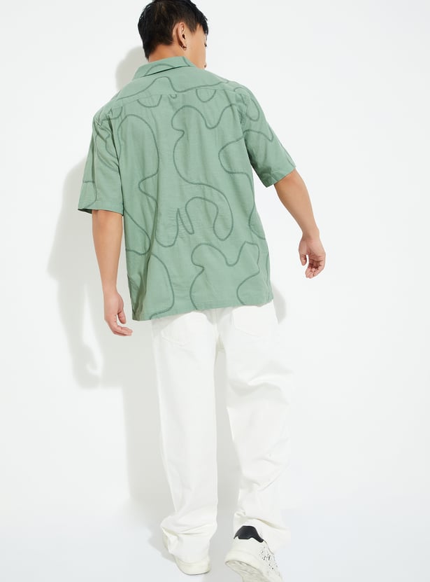 URB_N Men Relaxed Fit Embroidered Resort Shirt