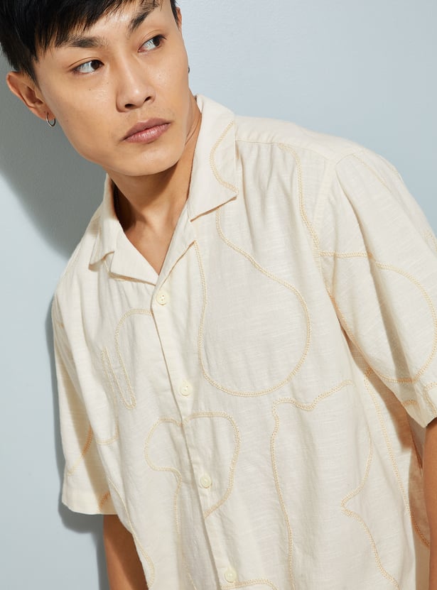 URB_N Men Relaxed Fit Embroidered Resort Shirt