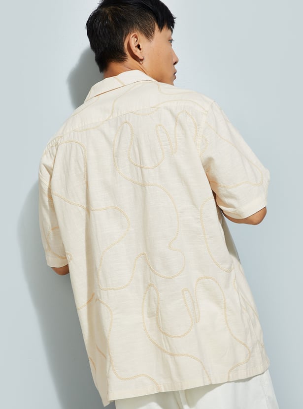 URB_N Men Relaxed Fit Embroidered Resort Shirt