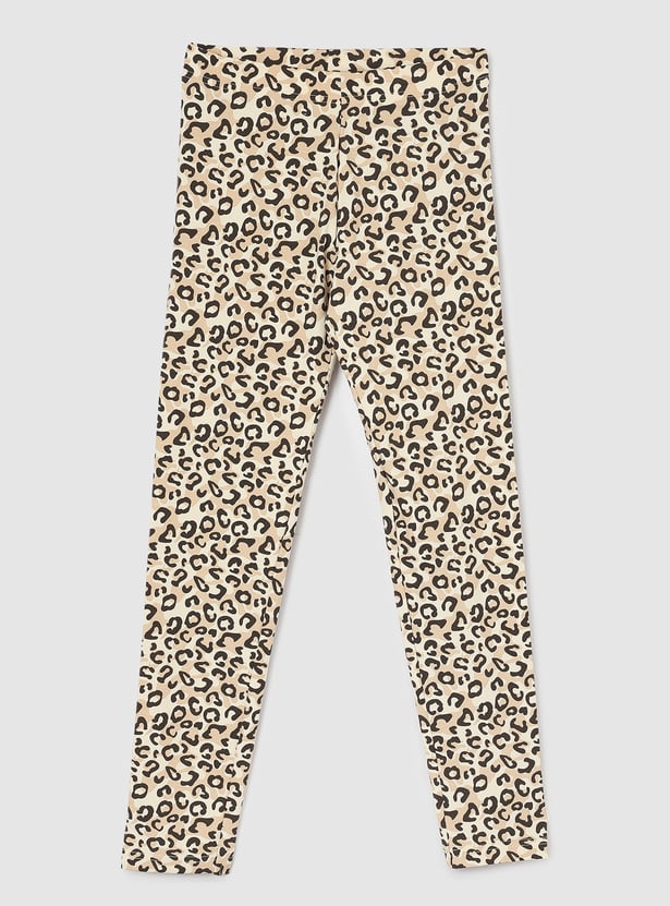 Girls Animal Print Full-Length Leggings