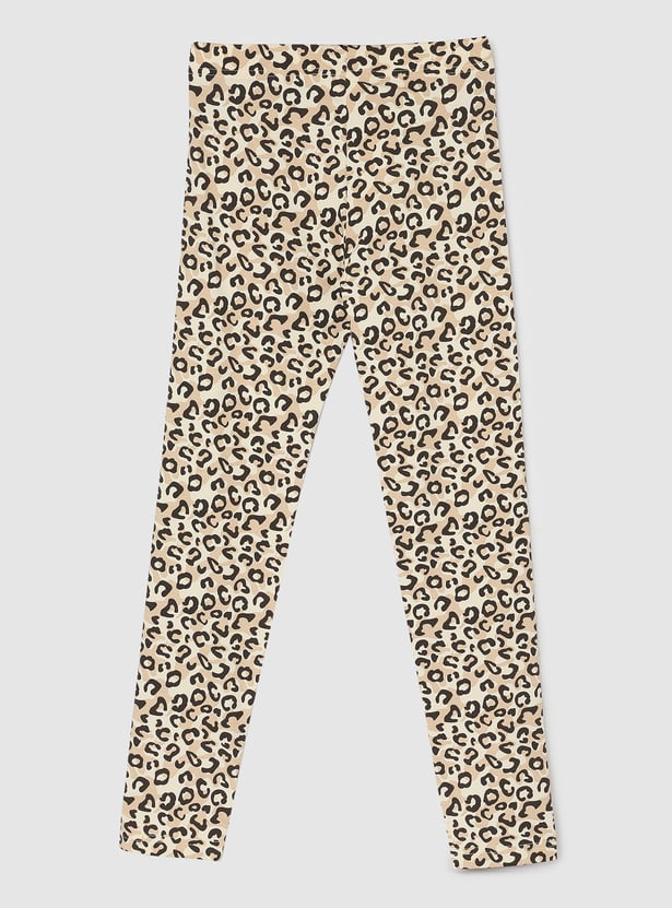 Girls Animal Print Full-Length Leggings