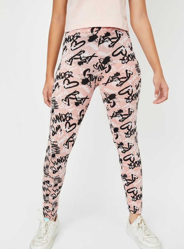 Girls Printed Full-Length Leggings