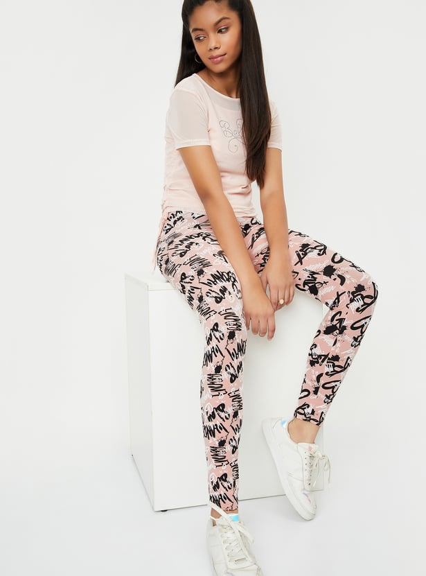 Girls Printed Full-Length Leggings