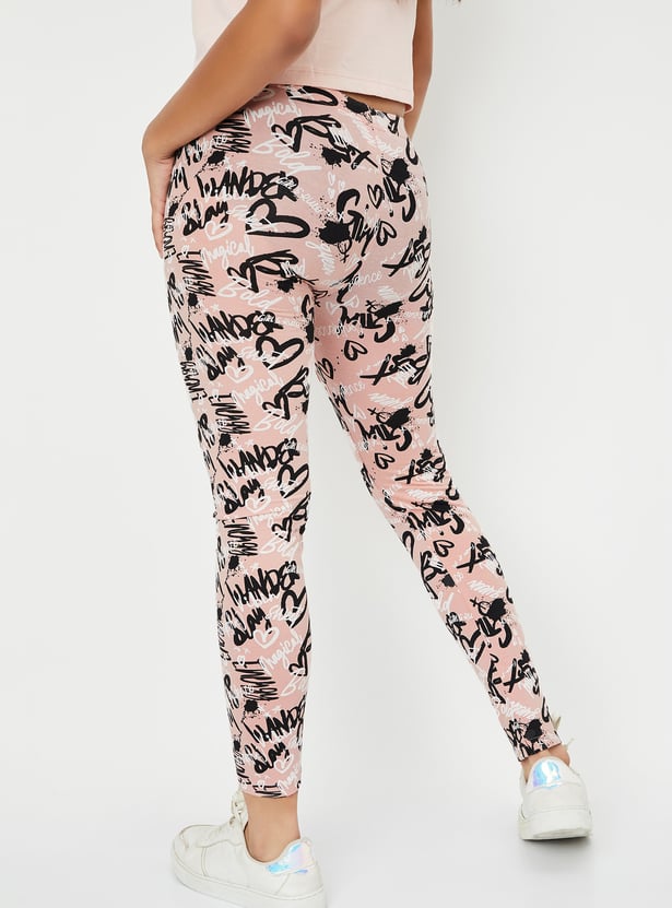 Girls Printed Full-Length Leggings