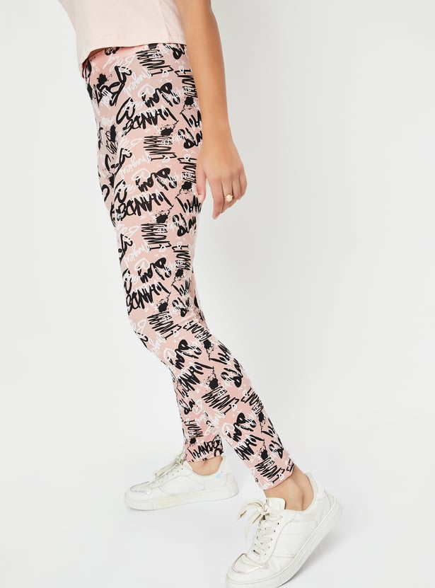 Girls Printed Full-Length Leggings