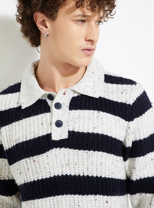 URB_N Men Striped Heavy Knit Sweater