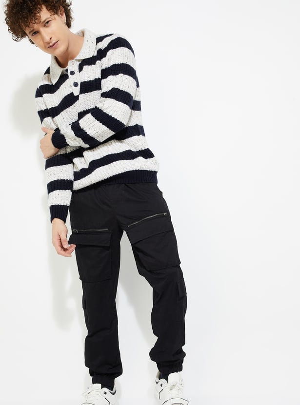 URB_N Men Striped Heavy Knit Sweater