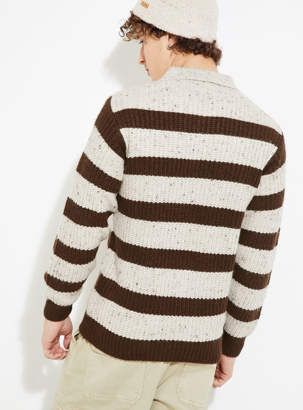 URB_N Men Striped Heavy Knit Sweater