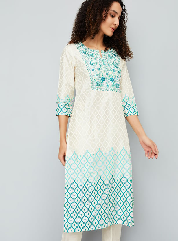 Women Embroidered Straight Kurta