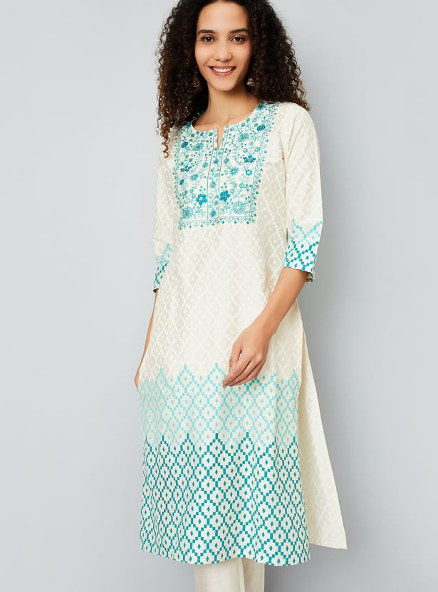 Women Embroidered Straight Kurta