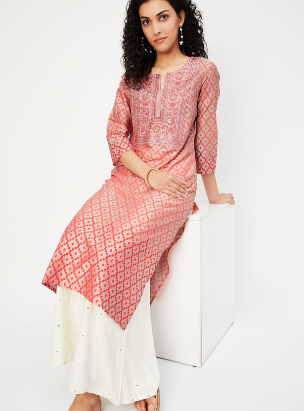 Women's Steel Embellished Straight Kurta