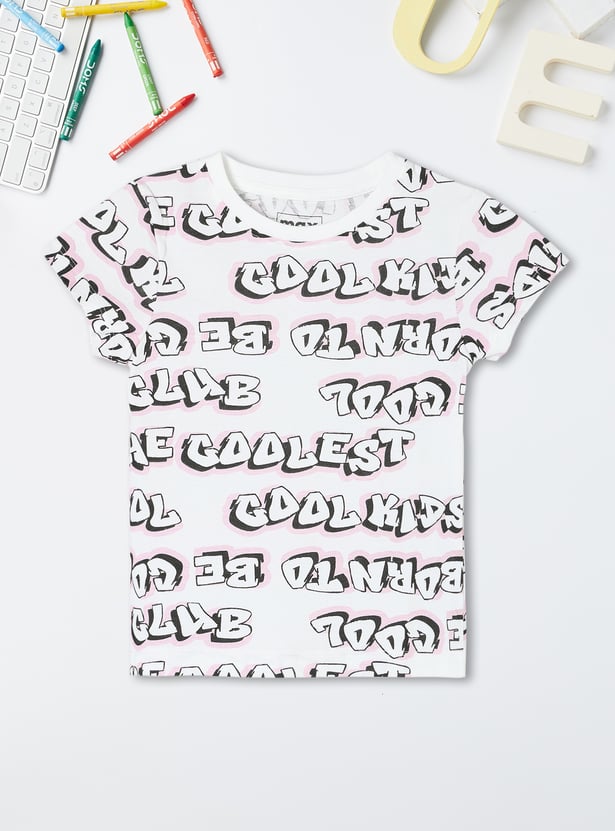 Girls Typographic Printed T-shirt