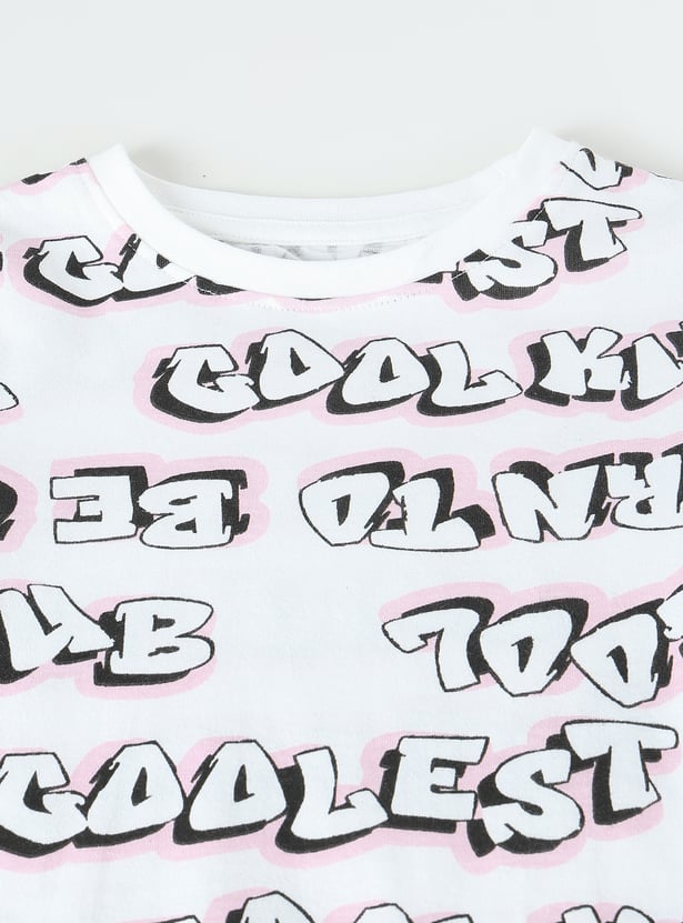 Girls Typographic Printed T-shirt