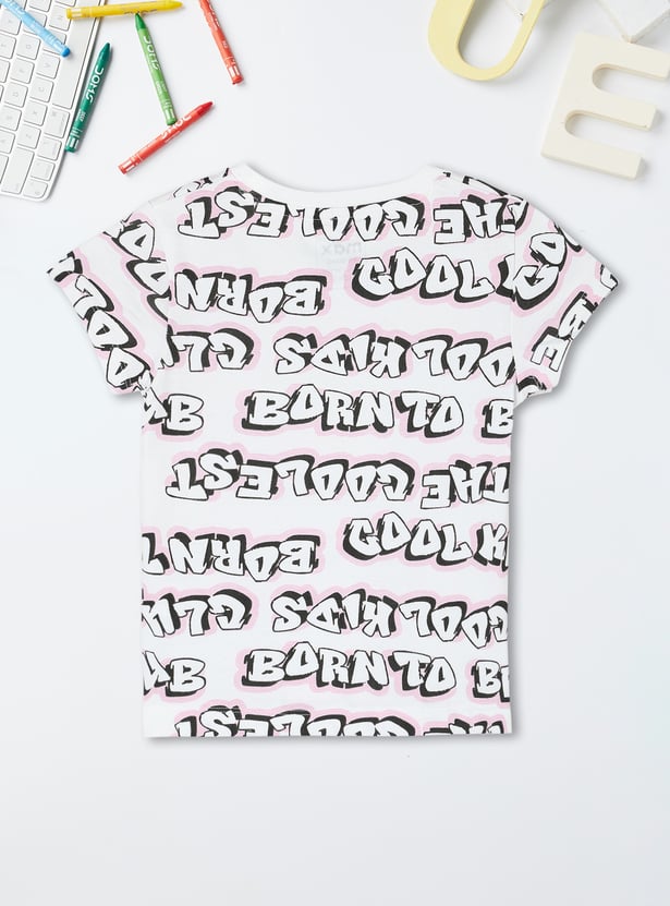 Girls Typographic Printed T-shirt
