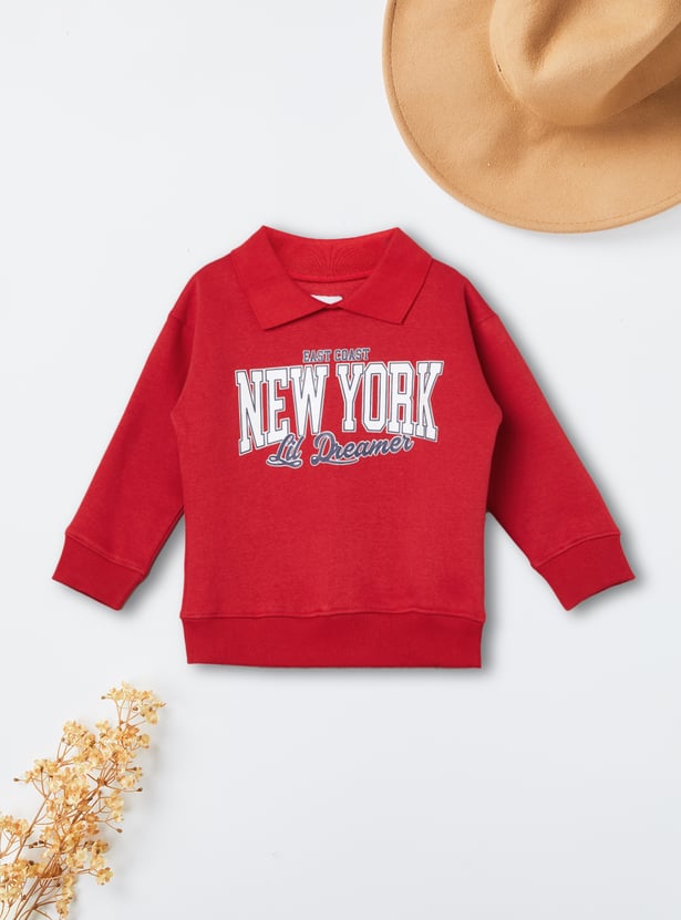 Buy Girls Printed Collared Sweatshirt Online at just