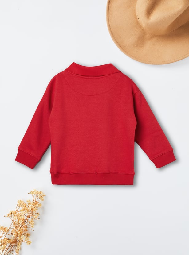 Girls Printed Collared Sweatshirt