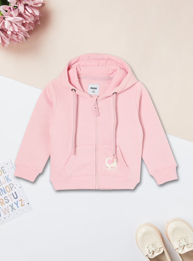 Girls Solid Hooded Sweatshirt