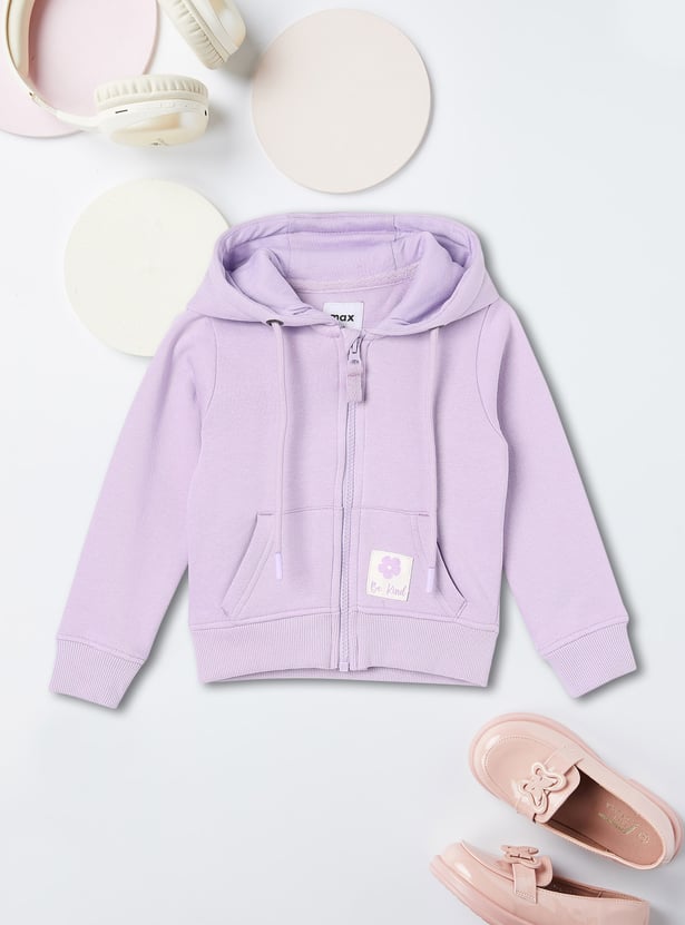 Girls Solid Hooded Sweatshirt