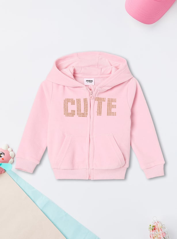 Girls Embellished Hooded Sweatshirt with Joggers