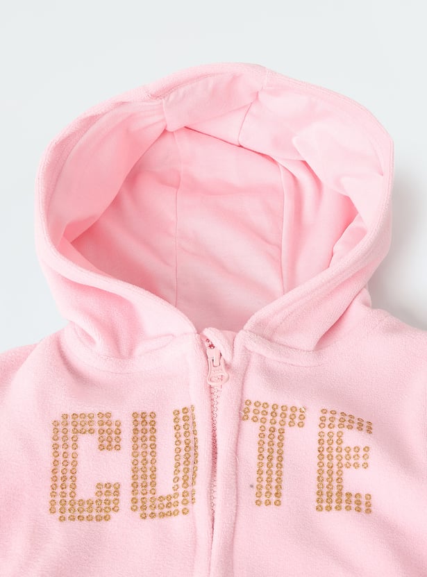 Girls Embellished Hooded Sweatshirt with Joggers