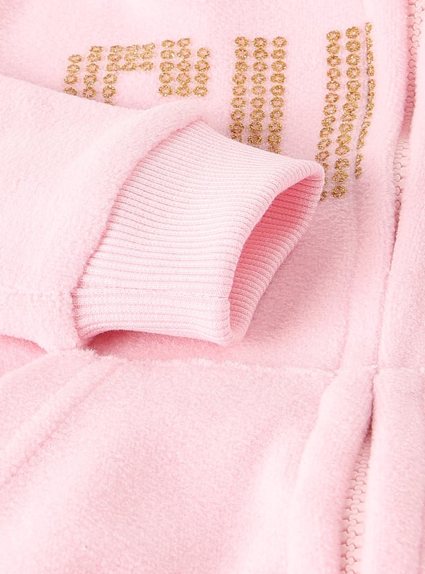 Girls Embellished Hooded Sweatshirt with Joggers